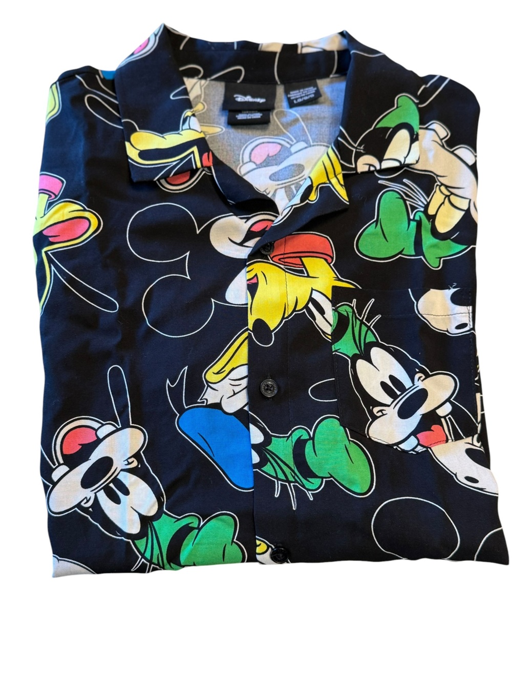 Disney Black Short Sleeve Character Print Shirt with Colorful Faces men’s Large - Picture 3 of 7